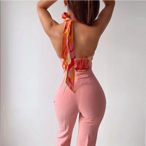 BRAND NEW Zara Light Pink High Waisted Pants/Trousers. Size S.